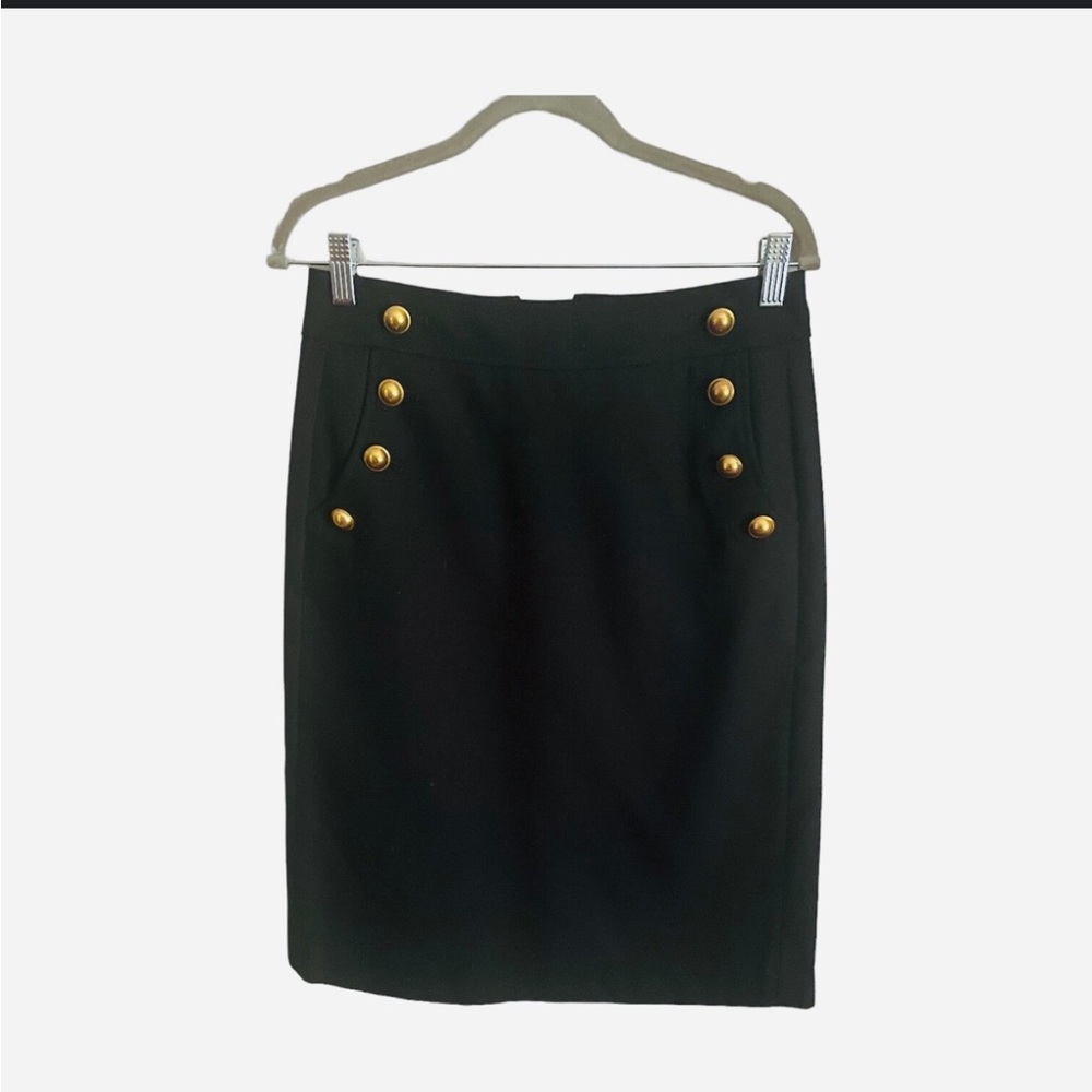 LOFT Elegant Black Pencil Skirt with Gold Accents